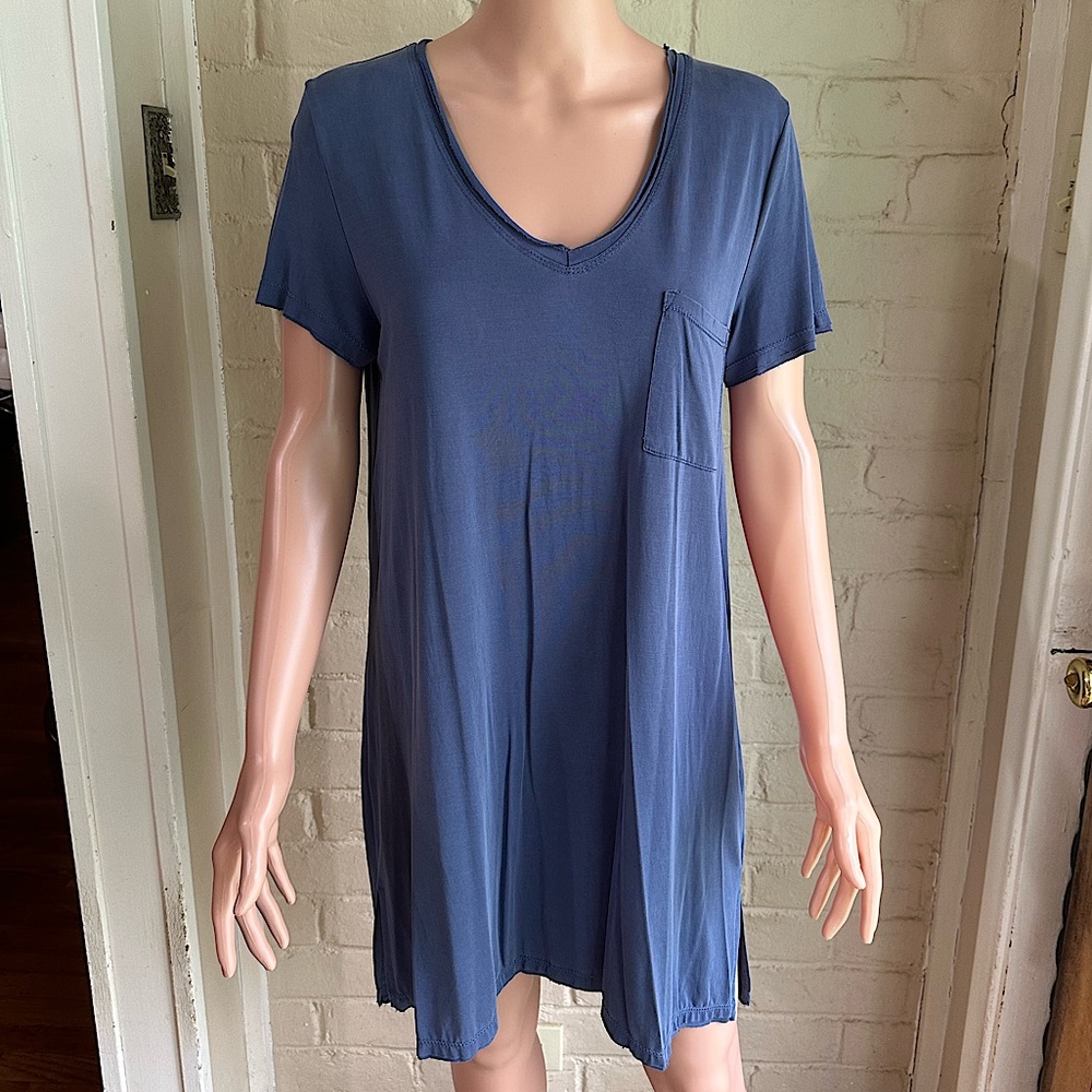 Umgee size small blue boho comfy soft t shirt dress